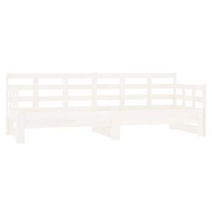 vidaXL I&scaron;traukiama lova, balta, 2x(80x200)cm, pu&scaron;ies medienos masyvas