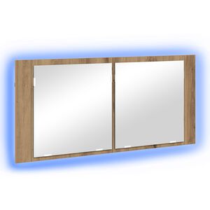 vidaXL LED veidrodis spintelė Amatininkų ąžuolas 100 x 12 x 45 cm