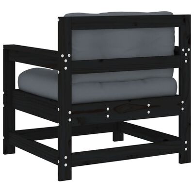 vidaXL Sodo kėdės su pagalvėlėmis, 2vnt., juodos, pušies masyvas