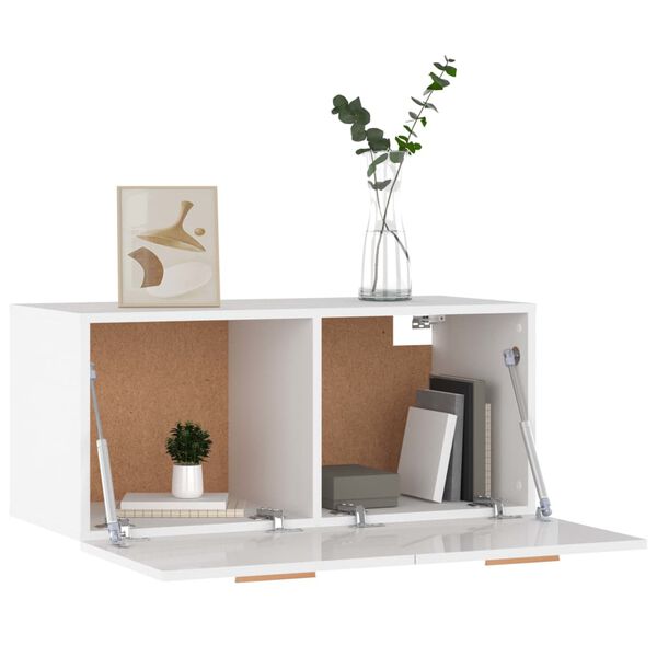 vidaXL Sieninė spintelė, balta, 80x35x36,5cm, mediena, blizgi