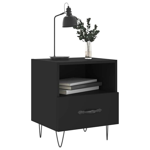 vidaXL Naktinės spintelės, 2vnt., juodos, 40x35x47,5cm, mediena