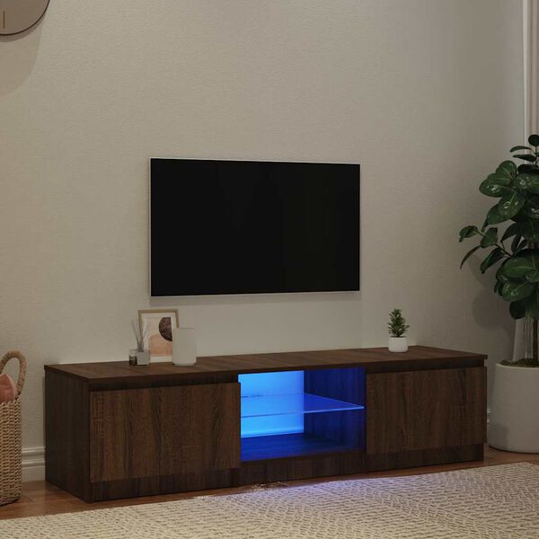 vidaXL Televizoriaus spintelė su LED, ruda ąžuolo, 140x40x36cm
