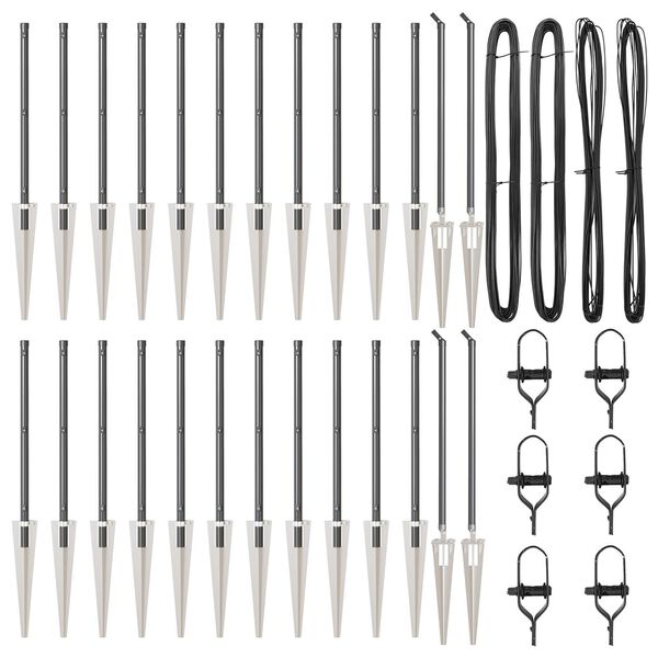 vidaXL Tvorelės stulpas Kita 26 pcs Pilka 3,2 x 3,2 x 60 cm Plienas