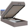 vidaXL Otmana lova su matracsu ir LED Taupe 90 x 200 cm Audinys