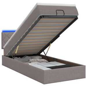 vidaXL Otmana lova su matracsu ir LED Taupe 90 x 200 cm Audinys