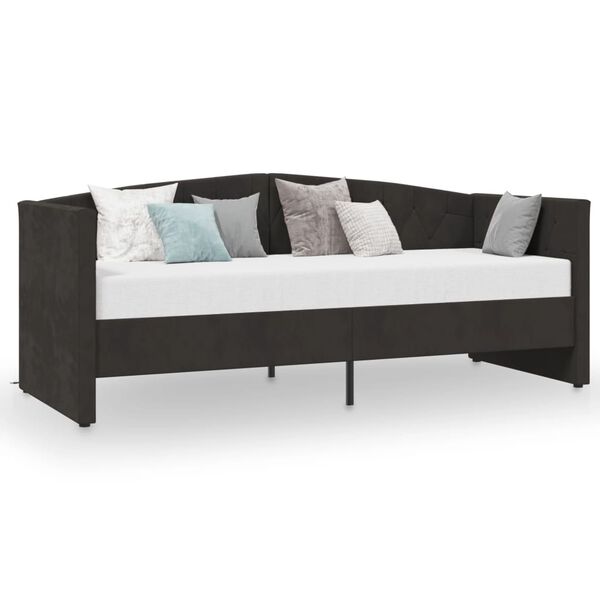 vidaXL Lova su USB i&scaron;vestimi, juodos spalvos, 90x200cm, aksomas