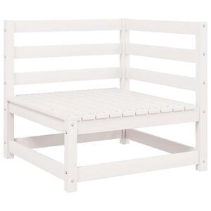 vidaXL Kampinė sodo sofa, baltos spalvos, pu&scaron;ies medienos masyvas