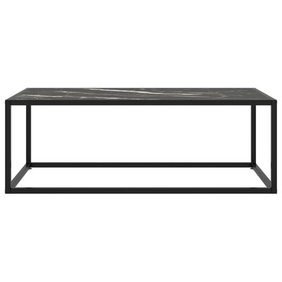 vidaXL Kavos staliukas su juodo marmuro stiklu, juodas, 100x50x35cm