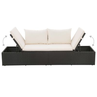 vidaXL Sodo gultas, juodas, 195x60 cm, poliratanas
