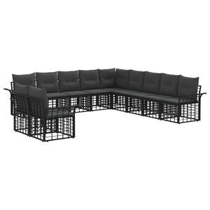 vidaXL Lauko sofos komplektas 11 pcs Juoda ir tamsiai pilka