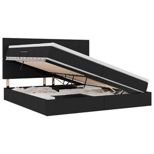 vidaXL Lova su daiktų laikymo vieta ir LED su LED Juoda 200 x 200 cm