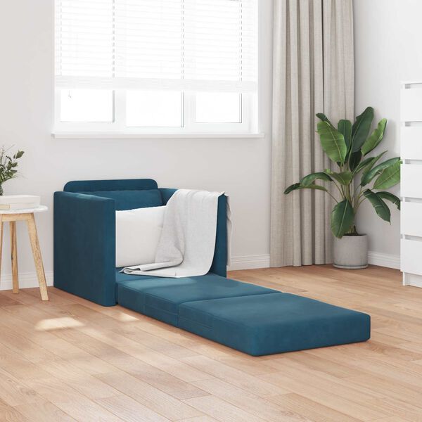 vidaXL Sofa lova 60cm Mėlyna Aksomas