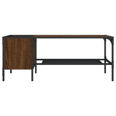 vidaXL Kavos staliukas su lentyna, rudas ąžuolo, 100x51x40cm, mediena