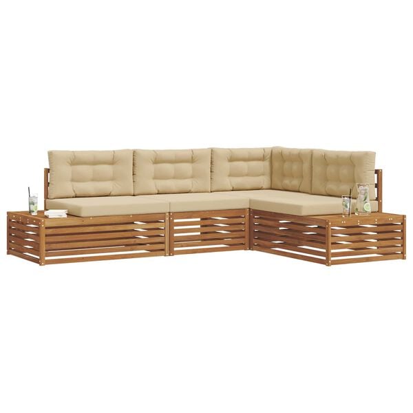 vidaXL Lauko sofos komplektas 4 Vienetas Natūralus ir bežinis
