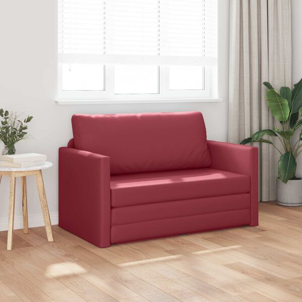 vidaXL Sofa lova 110cm Vyno raudona Dirbtinė Oda