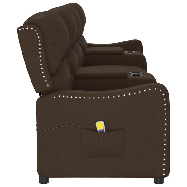 vidaXL Keturvietis atlošiamas masažinis krėslas, rudas, dirbtinė oda