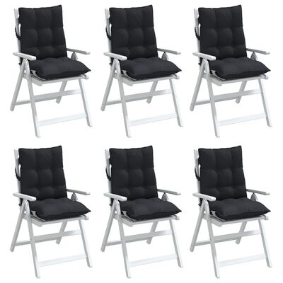 vidaXL Kėdės pagalvėlės, 6vnt., juodos, oksfordo audinys