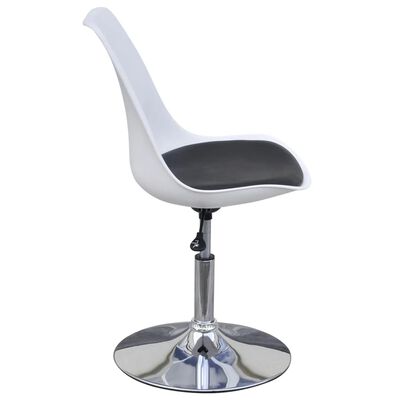 vidaXL Valgomojo kėdės, 6 vnt., baltos ir juodos spalvos, pasukamos