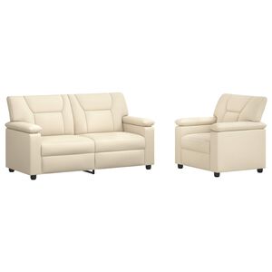 vidaXL Sofos komplektas 2 pcs Kreminė Dirbtinė oda