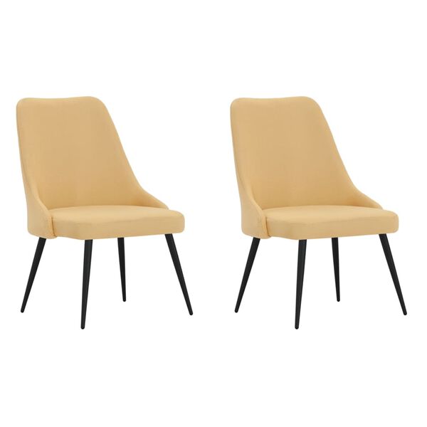 vidaXL Valgomojo kėdės, 2vnt., geltonos spalvos, audinys