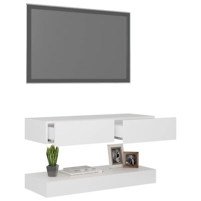 vidaXL Televizoriaus spintelė su LED apšvietimu, balta, 90x35 cm