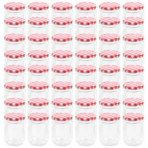 vidaXL Stikl. stikl. uog. su balt. ir raud. sp. dangt., 48vnt., 230ml