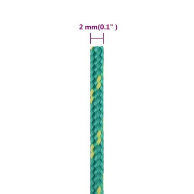 vidaXL Valties virvė, žalios spalvos, 2mm, 500m, polipropilenas