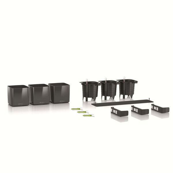 LECHUZA Vazonai Green Wall Home Kit, 3vnt., antracito spalvos, blizgūs