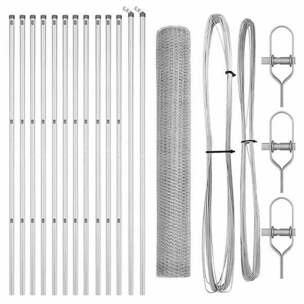 vidaXL Tvorelės stulpas Sidabro 25 x 1,4 m (25 mm tinklas) Plienas