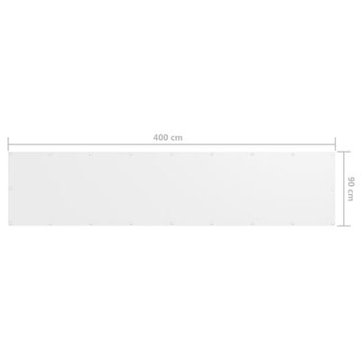 vidaXL Balkono pertvara, baltos spalvos, 90x400cm, oksfordo audinys