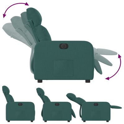 vidaXL Elektrinis atlošiamas krėslas, tamsiai žalios spalvos, audinys