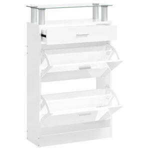 vidaXL Spintelė batams, balta, 63x24x104cm, apdirbta mediena, blizgi