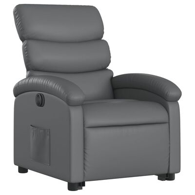 vidaXL Atsistojantis elektrinis krėslas, pilkas, dirbtinė oda