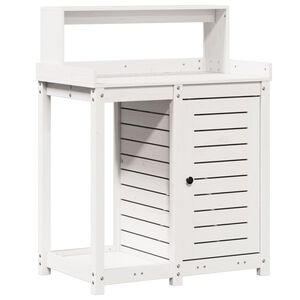 vidaXL Sodinimo stalas su lentynomis, baltas, 82,5x50x109,5cm, pu&scaron;is