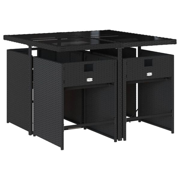 vidaXL Sodo komplektas su pagalvėlėmis, 5 dalių, juodas, poliratanas