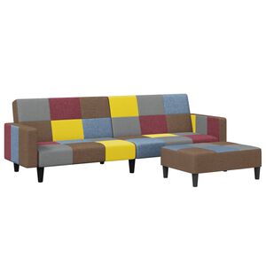 vidaXL Dvivietė sofa-lova su pakoja, skiautinis audinys