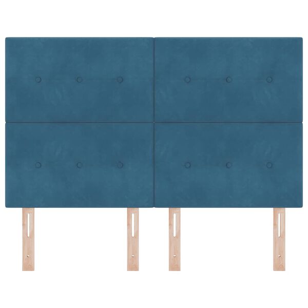 vidaXL Galvūgalis su galvūgalio Tamsiai mėlyna 144 cm Dirbtinė oda