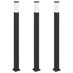 vidaXL Stulpeliniai &scaron;viestuvai su jutikliu, 3 vnt., 110 cm, juodi, IP44