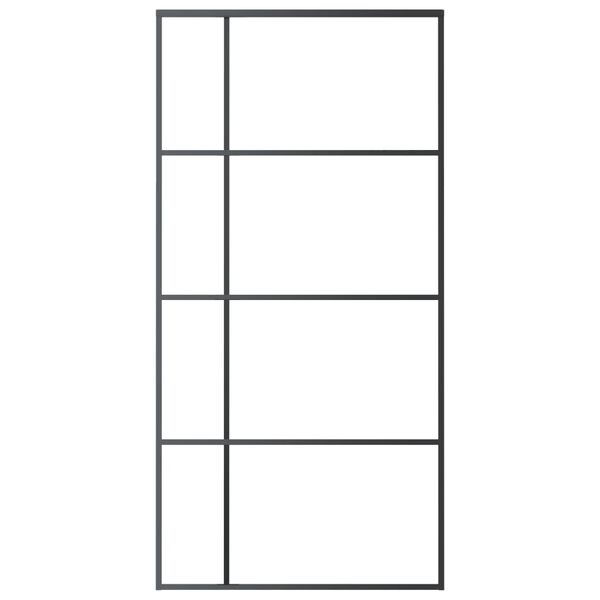 vidaXL Stumdomos durys, juodos, 102,5x205cm, ESG stiklas ir aliuminis
