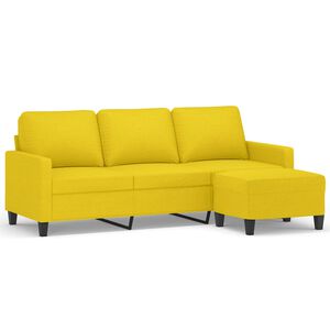 vidaXL Trivietė sofa su pakoja, &scaron;viesiai geltona, 180cm, audinys