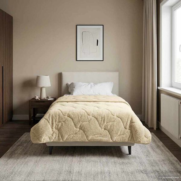 vidaXL Pilna metų antklodė Tik&scaron;tas Kreminė 155 x 200 cm