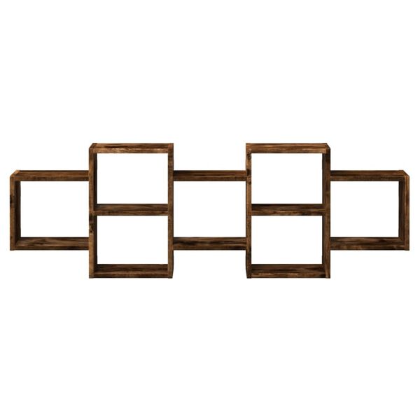 vidaXL Sieninė lentyna, dūminio ąžuolo, 129x18x42cm, apdirbta mediena