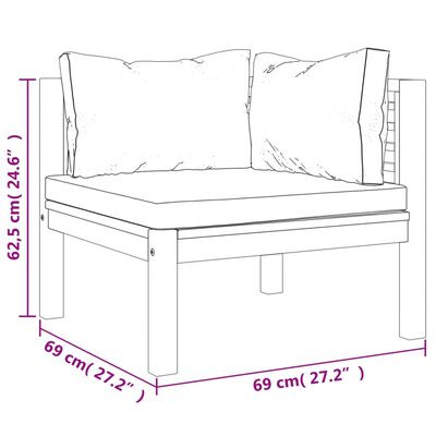 vidaXL Modulinė kampinė sofa su kreminėmis pagalvėlėmis, akacija