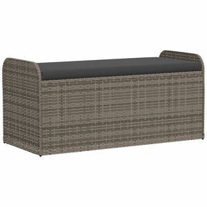vidaXL Suoliukas-daiktadėžė, pilkas, 115x51x52cm, poliratanas