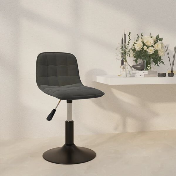 vidaXL Pasukama valgomojo kėdė, tamsiai pilkos spalvos, aksomas