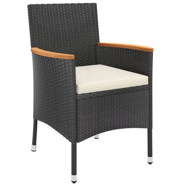 vidaXL Sodo bistro komplektas su pagalvėmis, 5 dalių, juodas, ratanas