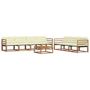vidaXL Lauko sofos komplektas su pagalve 8 pcs Natūralus ir grietinėlė