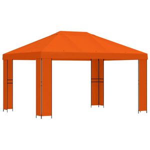 vidaXL Pavėsinė 4 &times; 3 m Oranžinė Poliesteris ir plienas 190 gsm
