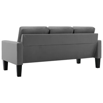 vidaXL Trivietė sofa, pilkos spalvos, dirbtinė oda