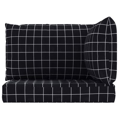 vidaXL Palečių pagalvėlės, 3vnt., oksfordo audinys, juodi langeliai